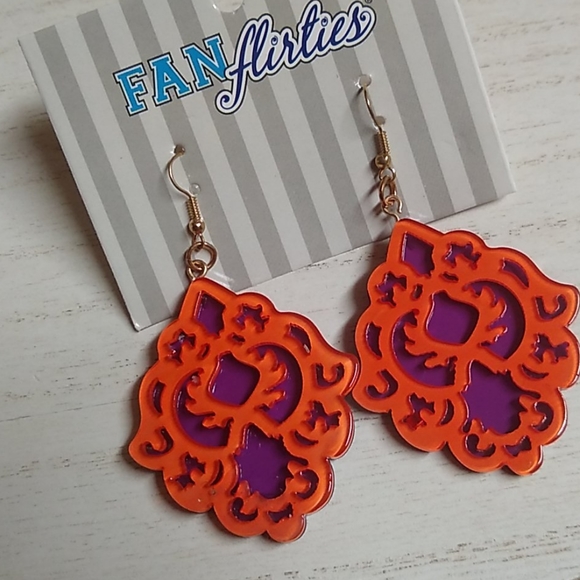 😻 3 For $15 Orange & Purple Big Lucite Dangles - Picture 2 of 3